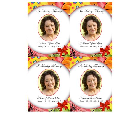 Flora Small Memorial Card Template.