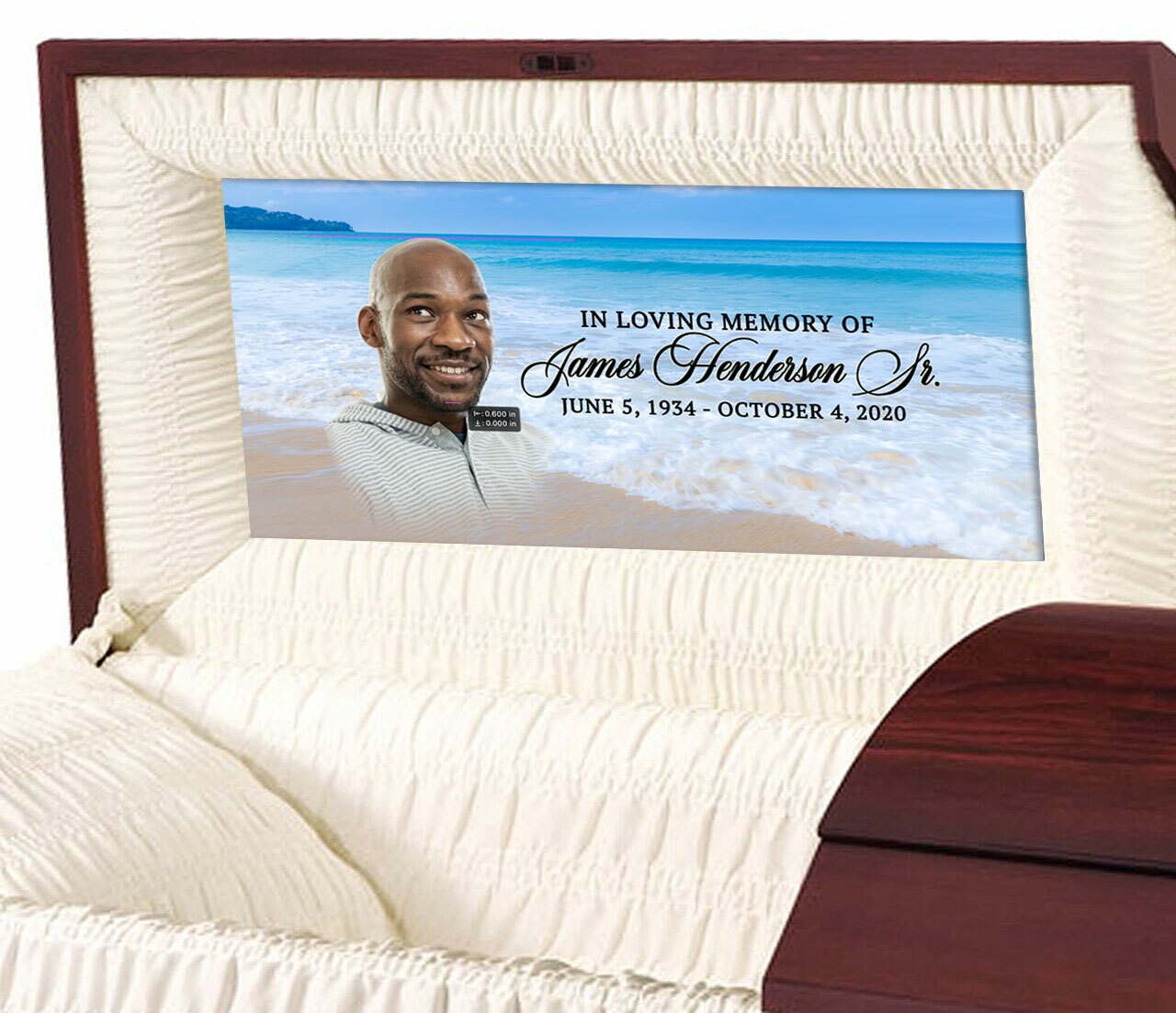 Custom Casket Panel Insert - Ocean Waves Design.