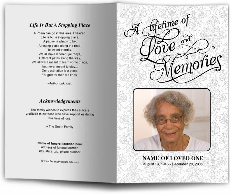 Lifetime Funeral Program Template.