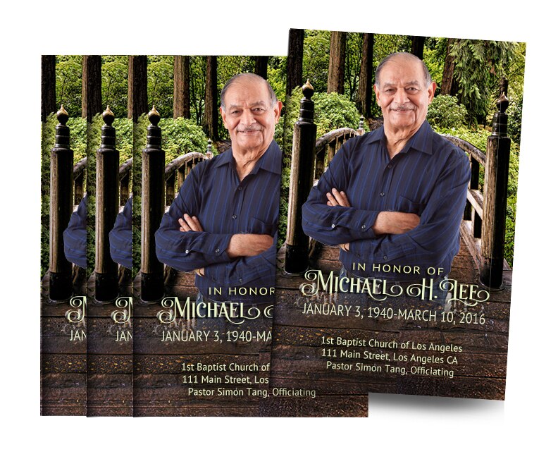 Quiet Bridge Bifold Funeral Program Design & Print (Pack of 50).