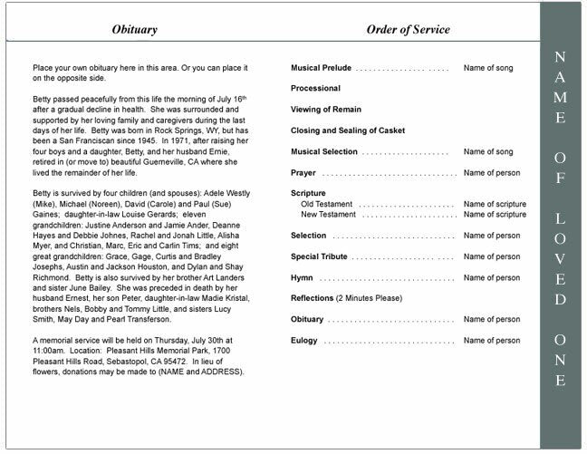 Eternal 4-Sided Funeral Graduated Program Template.