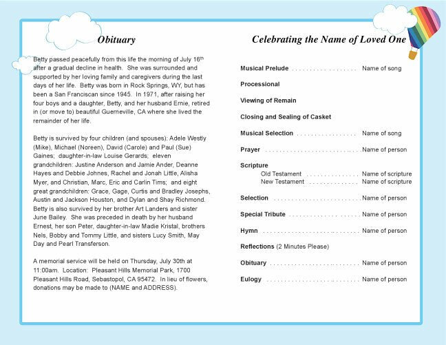 Bright Funeral Program Template.