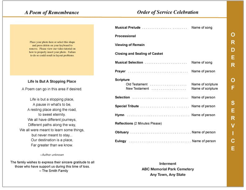 Golden 8-Sided Graduated Program Template.