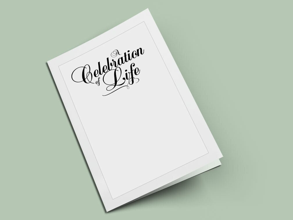 A Celebration of Life Funeral Program Title.