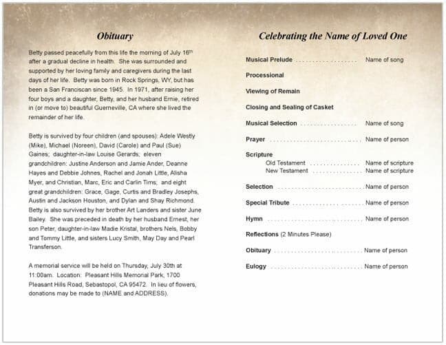 Jewish Funeral Program Template.