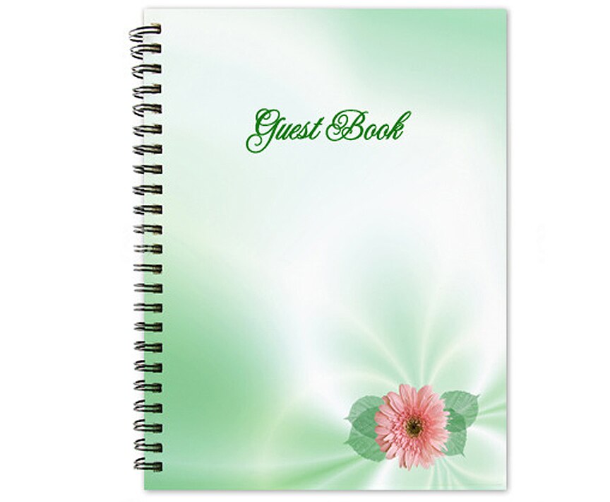 Blossom Spiral Wire Bind Memorial Funeral Guest Book.