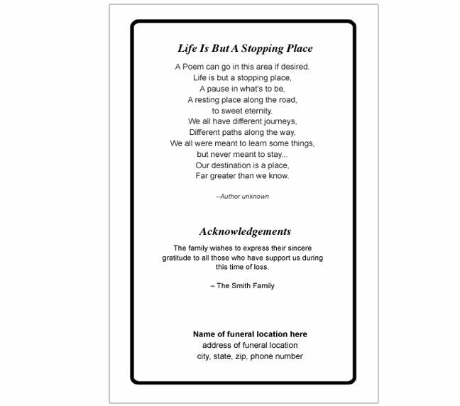Cadence 4-Sided Graduated Funeral Program Template.