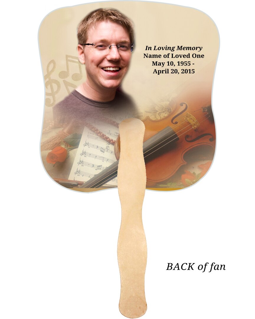 Harmony Cardstock Memorial Fan With Wooden Handle (Pack of 10).