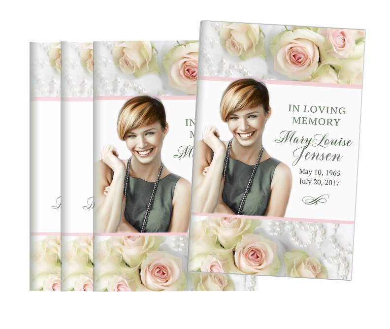 Blush Roses Bifold Funeral Program Design & Print (Pack of 50).