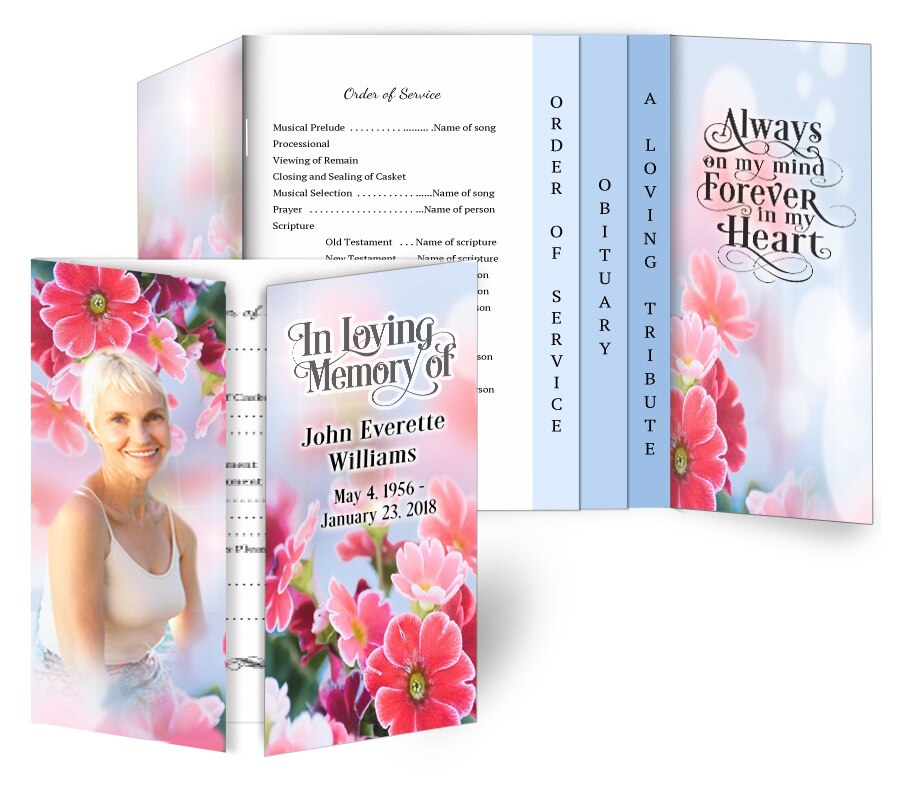 Blooming Gatefold-Graduated Combo Funeral Program Design & Print (Pack of 50).