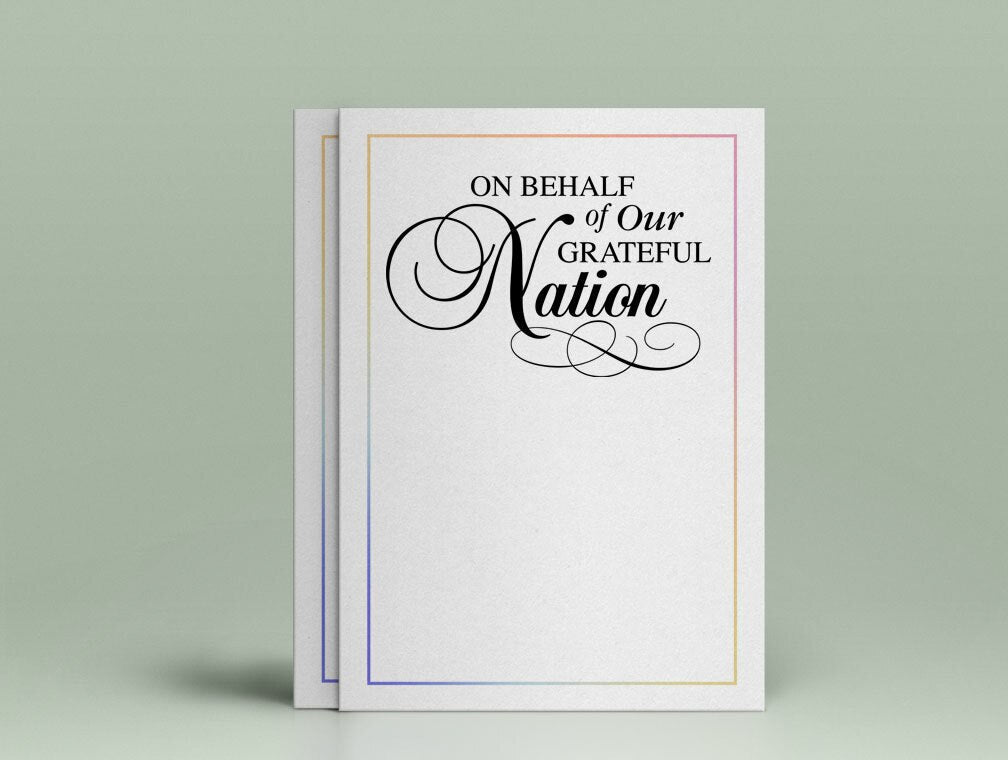 On Behalf of Our Nation Funeral Program Title.