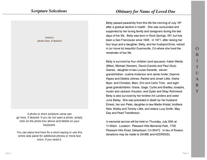 Eternal 8-Sided Graduated Funeral Program Template.