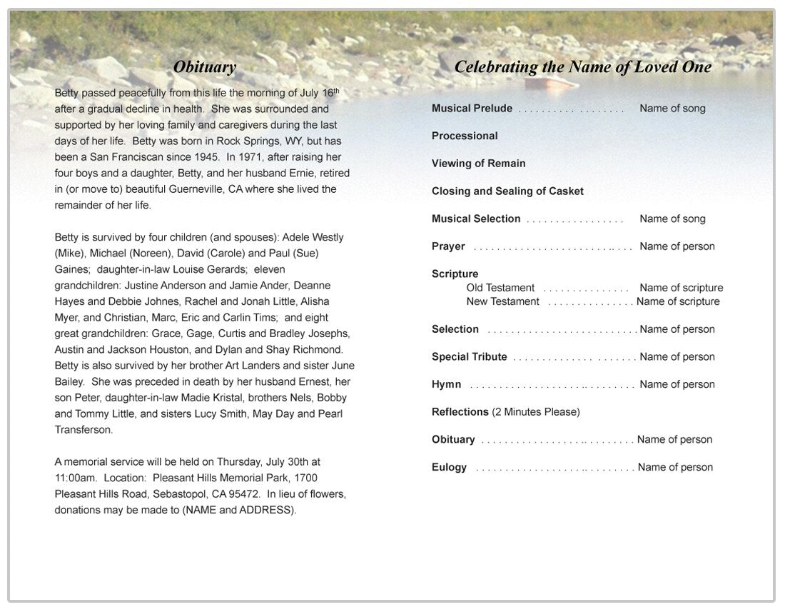 Sierra Funeral Program Template.