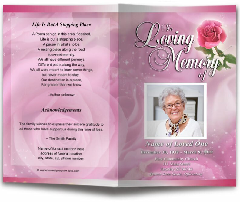 Petals Funeral Program Template.