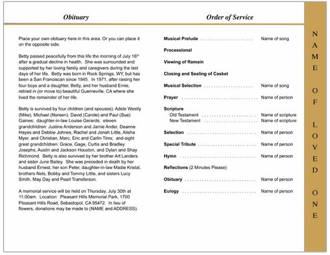 Affinity 4-Sided Graduated Funeral Program Template.