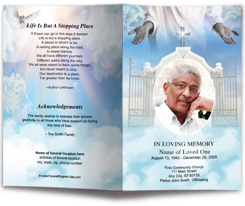 Open Arms Funeral Program Template Funeral Programs Funeral Program Site Funeral Programs Templates
