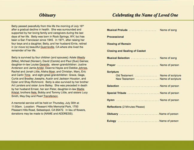 Saffron Funeral Program Template.