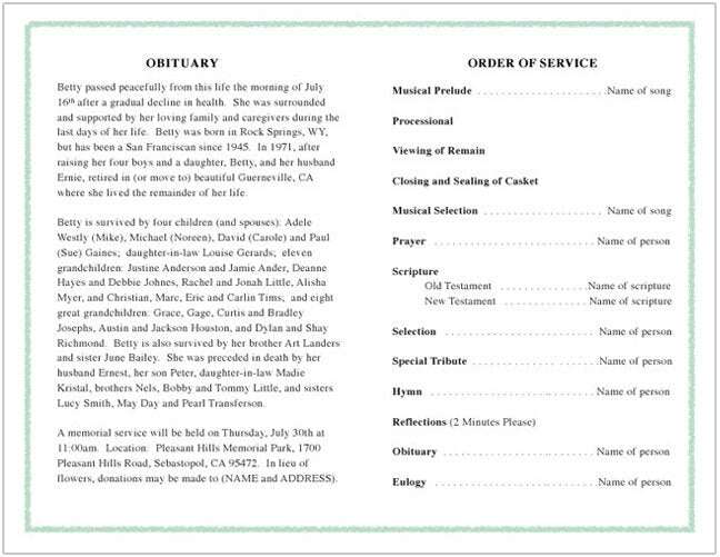 Decorative Funeral Program Template.