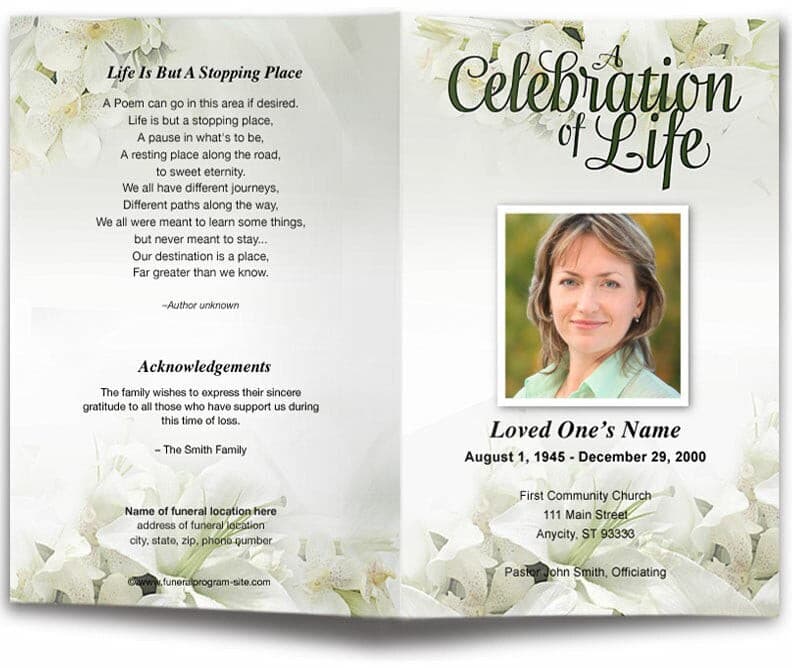 Lily Funeral Program Template.