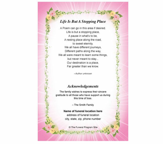 Christie 4-Sided Graduated Funeral Program Template.