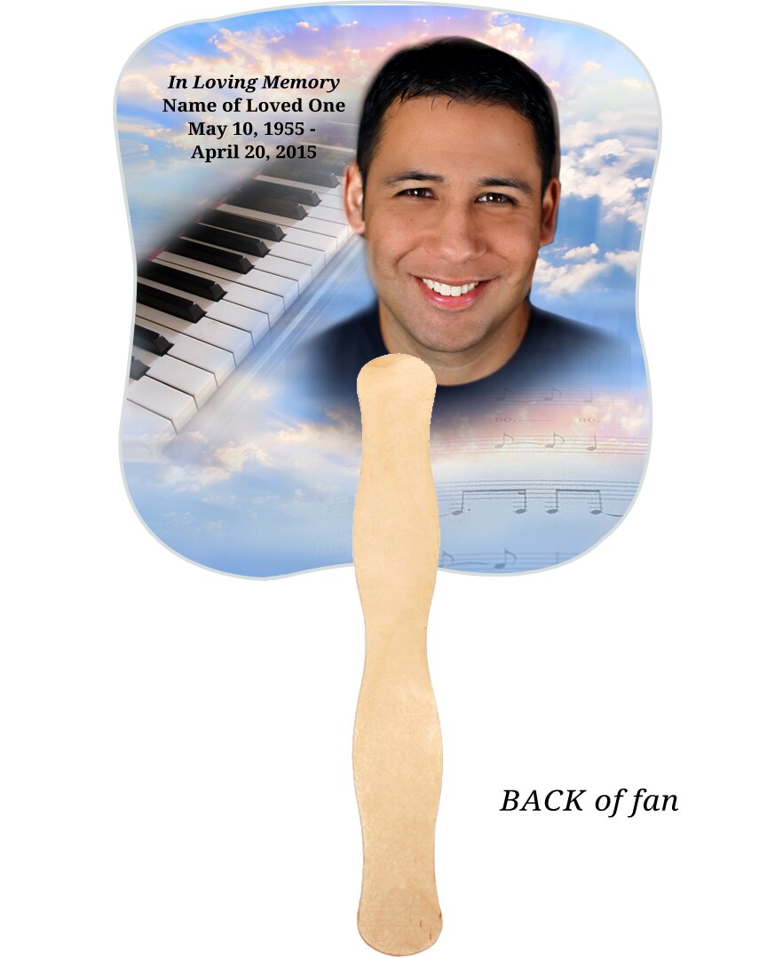 Ivory Cardstock Memorial Fan With Wooden Handle (Pack of 10).