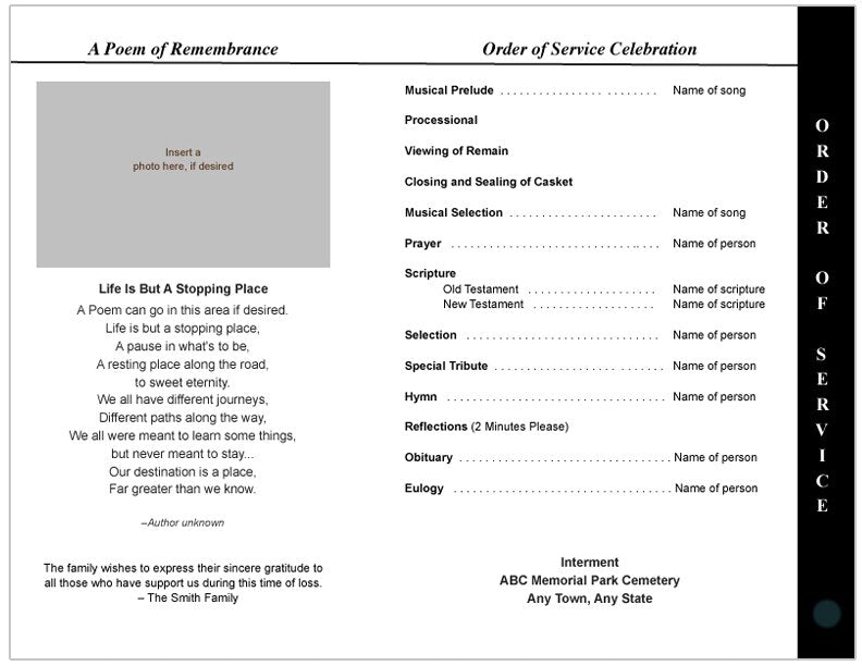 Classic 8-Sided Graduated Funeral Program Template.