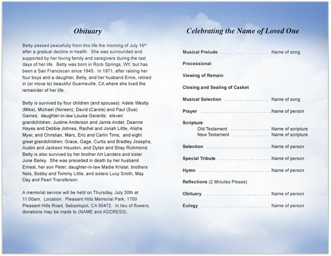 Fireman Funeral Program Template.