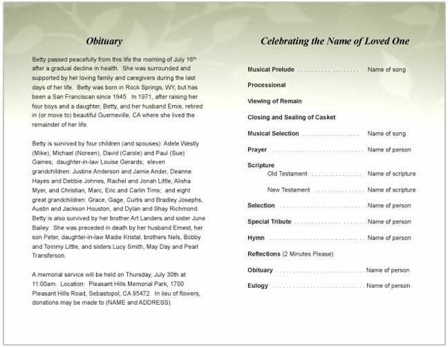 Lotus Funeral Program Template.
