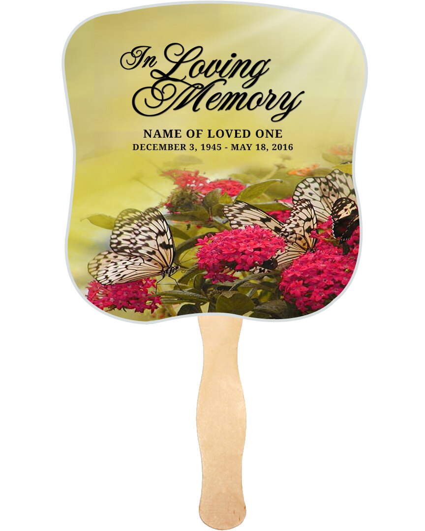 Bouquet Cardstock Memorial Fan With Wooden Handle (Pack of 10).