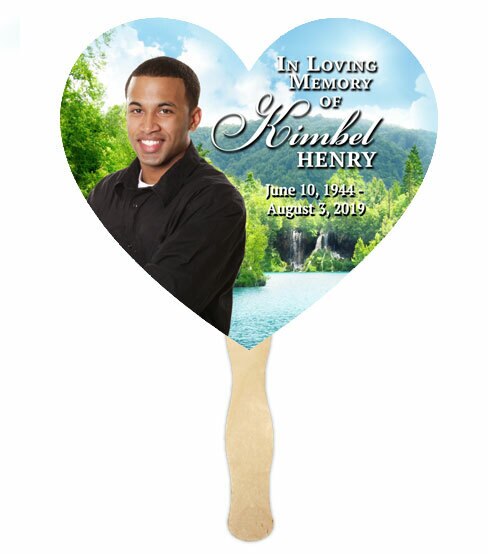 Majestic Lake Personalized Heart Memorial Fan (Pack of 10).