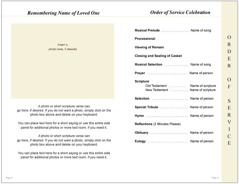Fishing 8-Sided Graduated Funeral Program Template.