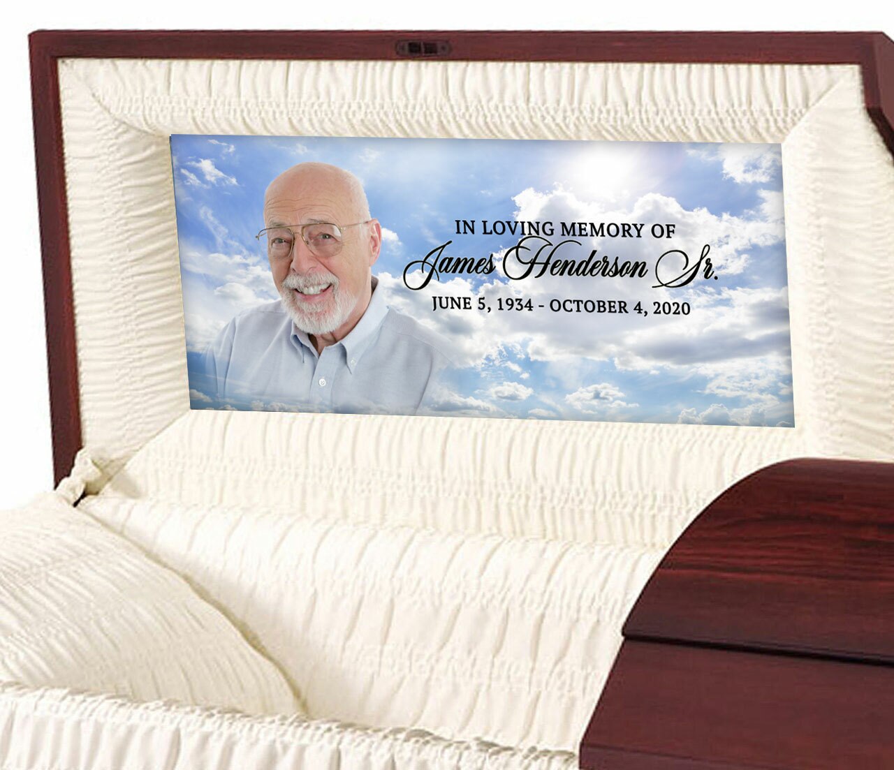 Custom Casket Panel Insert - Blue Skies Design.