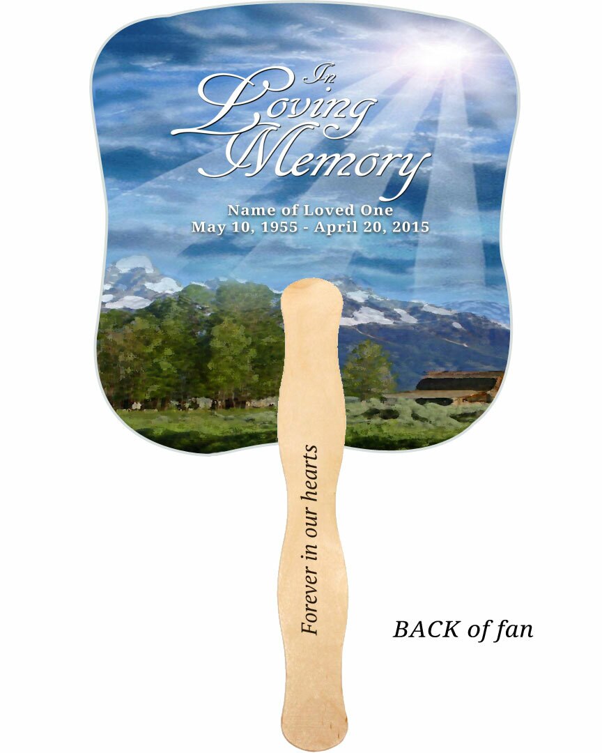 Outdoor Cardstock Memorial Fan With Wooden Handle (Pack of 10).