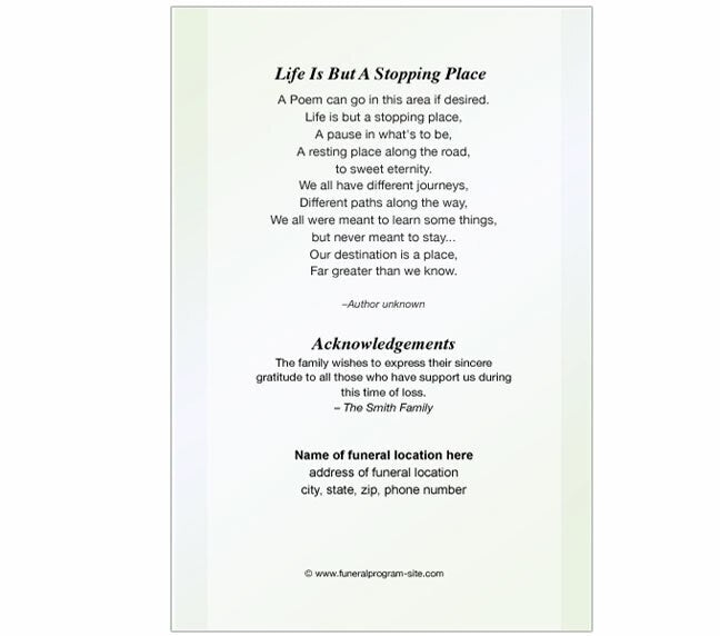 Calle 4-Sided Graduated Funeral Program Template.