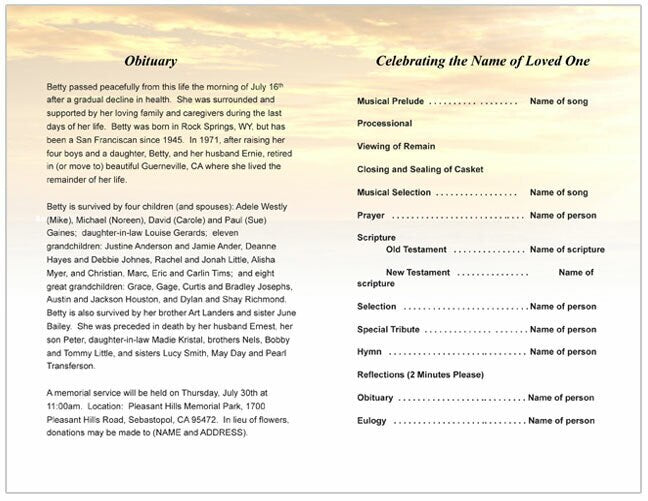 Shine Funeral Program Template.