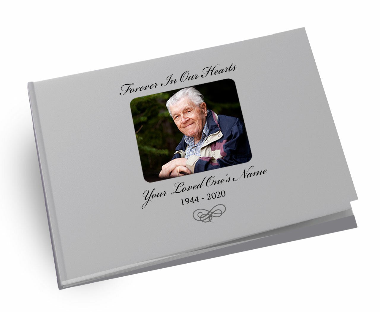 Flourish Linen Landscape Funeral Guest Book.