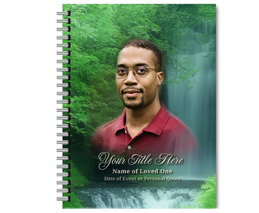 Cascade Spiral Wire Bind Memorial Funeral Guest Book.