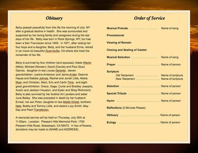 Renewal Funeral Program Template.