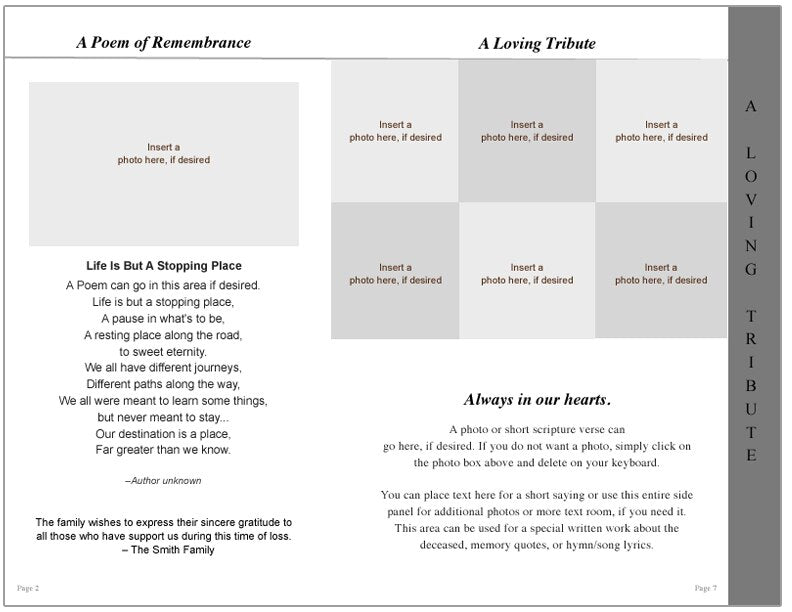 Eternal 8-Sided Graduated Funeral Program Template.