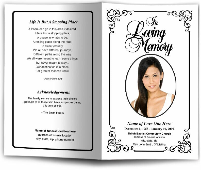 Cadence Funeral Program Template.
