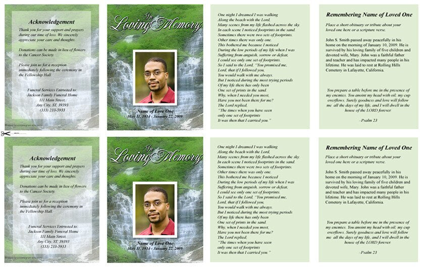 Majestic Small Memorial Card Template.