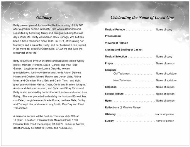 Eternal Funeral Program Template.