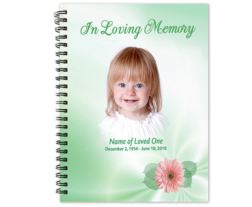 Blossom Spiral Wire Bind Memorial Funeral Guest Book.