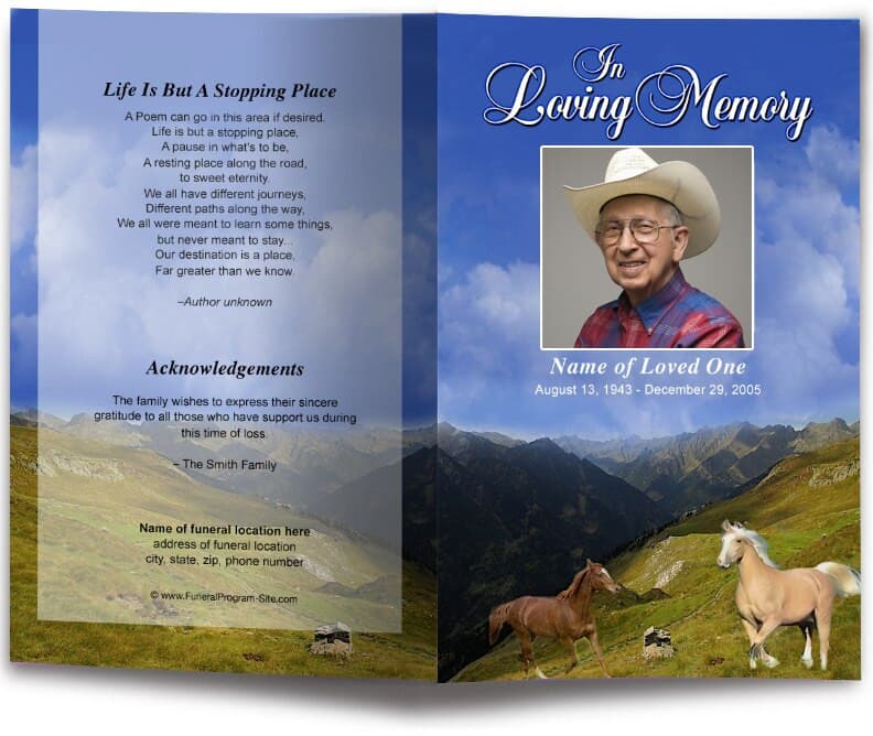 Prairie Funeral Program Template.