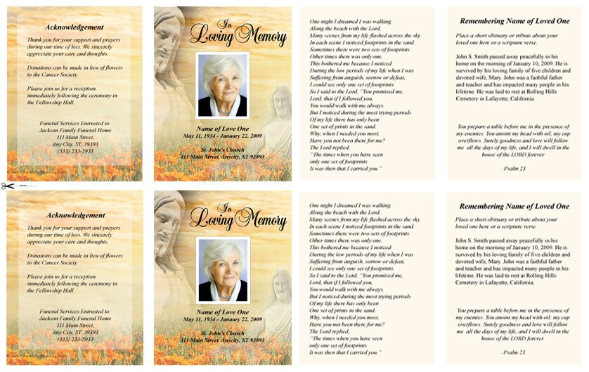 Savior Small Memorial Card Template.