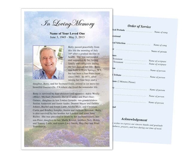 Seascape Funeral Flyer Template.