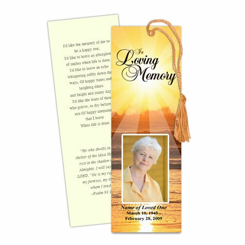 Sunrise Memorial Bookmark Template.