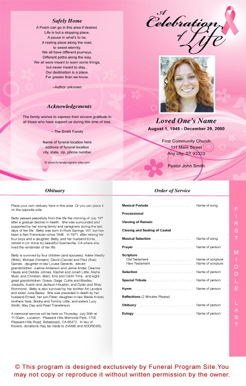 Awareness 4-Sided Graduated Funeral Program Template.