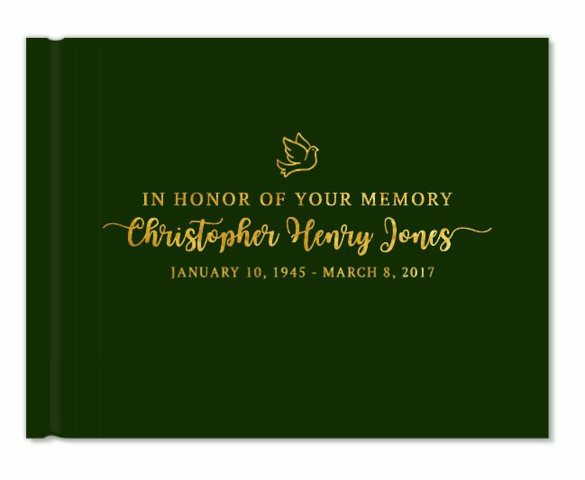 Dove Peace Foil Stamped Landscape Funeral Guest Book.