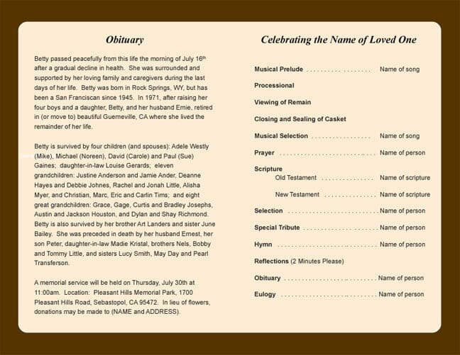 Ranch Funeral Program Template.